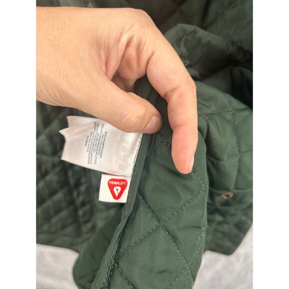 Lands’ End Green Quilted Jacket Women’s M Primaloft Lined Barn Coat - Picture 3 of 10